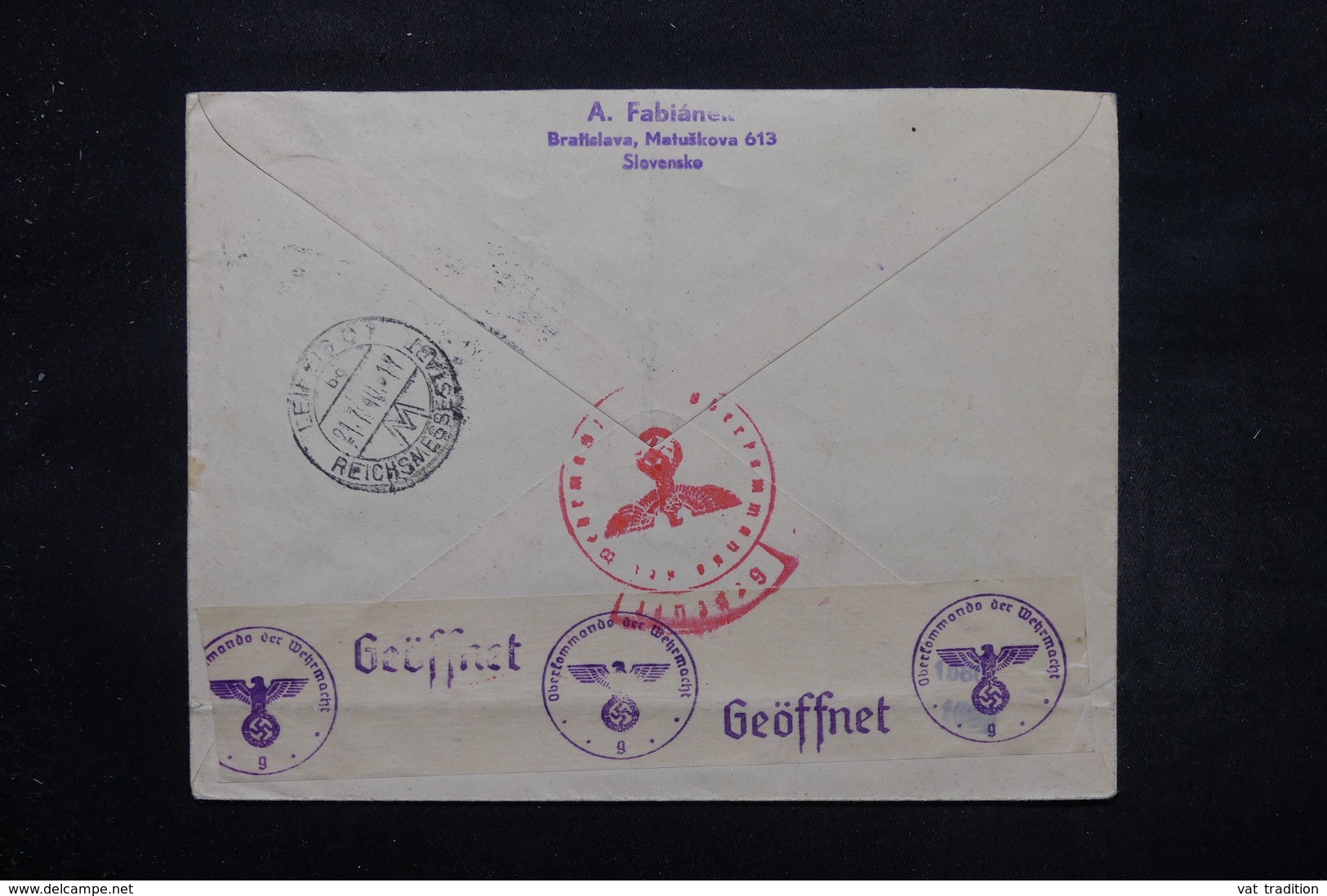 SLOVAQUIE - Enveloppe De Bratislava Pour Liepzig Par Avion En 1940 Avec Contrôle , Affranchissement Plaisant - L 27604 - Lettres & Documents