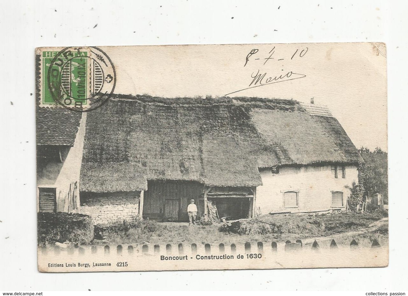 Cp, SUISSE , BONCOURT, 1910 , Construction De 1630 , Voir Oblitération Sur 2 E Scan , Cachet : Affranchissement Au Verso - Boncourt