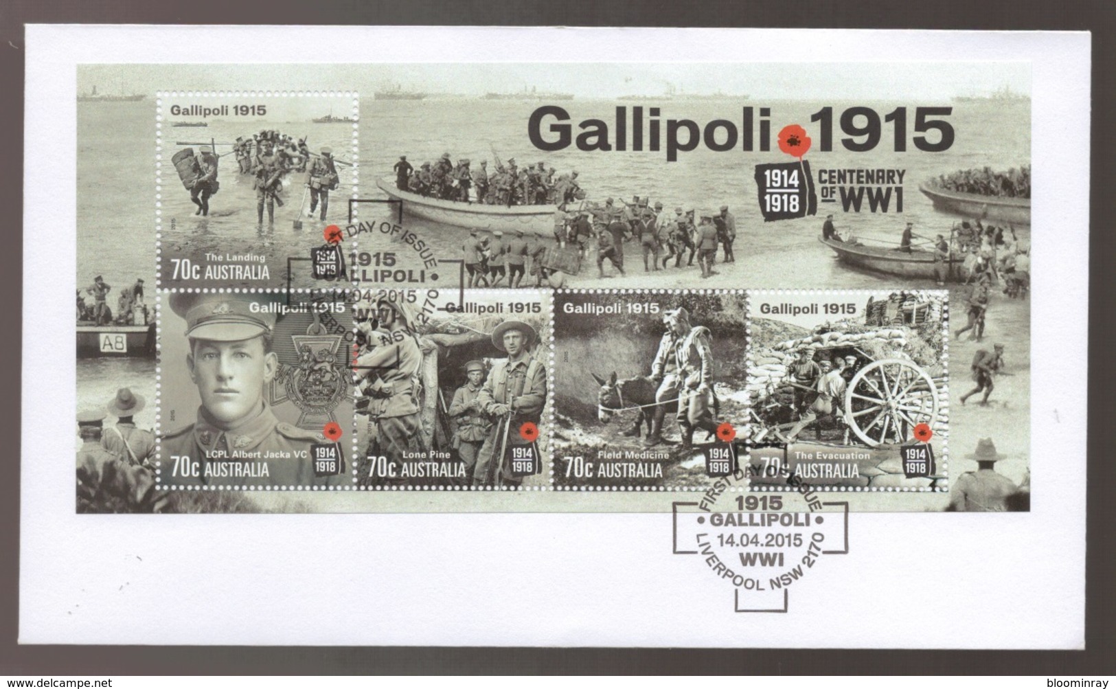 2015 Australia Centenary Of WW1 GALLIPOLI Mini Sheet FDC First Day Cover - FDC