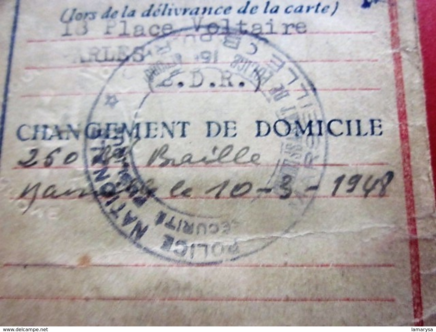 1944 WW2- CARTE IDENTITÉ DE FRANÇAIS SOUS RÉGIME De VICHY PÉTAIN ÉTAT FRANÇAIS Délivrée Arles(rayé Barre Noire)☛(Périmé) - Documents Historiques