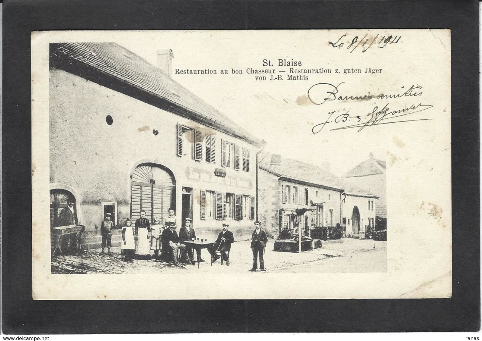 CPA Bas Rhin 67 Saint Blaise Restaurant Au Bon Chasseur Chasse Circulé - Altri & Non Classificati