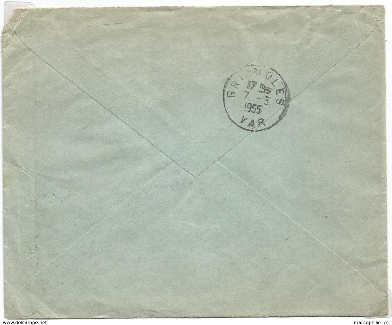 EMA 15FR MARSEILLE 1953 LETTRE POUR BRIGOLES REEXPEDIEE GANDON 15FR BLEU POUR SUISSE + TAXE 15C - 1945-54 Marianne Of Gandon