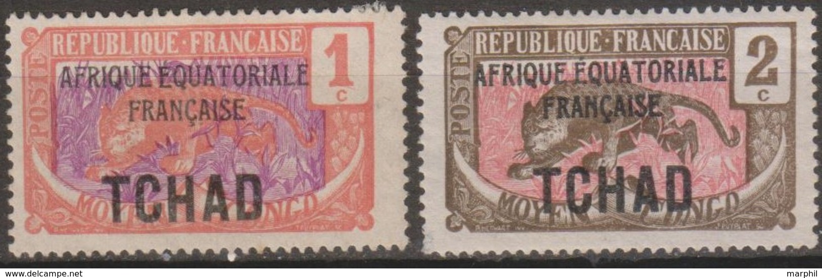 Ciad Tchad 1924 Michel N. 19+20 Part Set MH/* - Nuovi