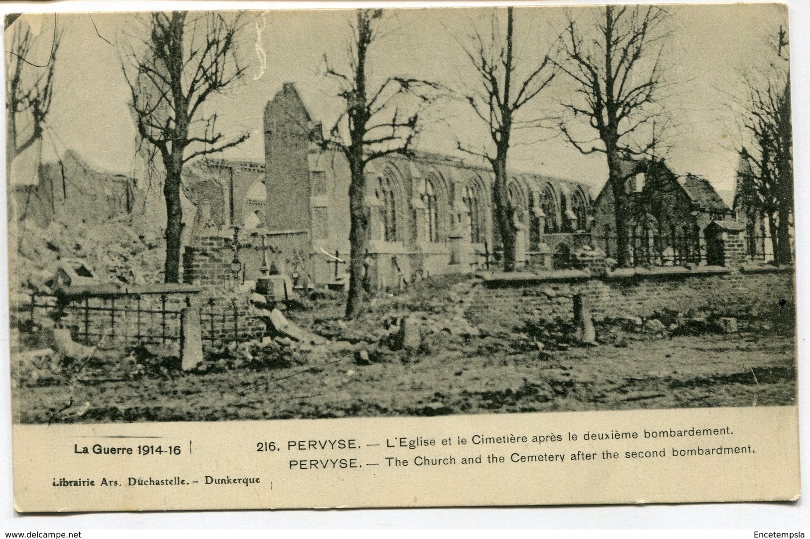 CPA - Carte Postale - Belgique - Pervyse - L'Eglise Et Le Cimetière Après Le 2ème Bombardement - 1916 (M8102) - Diksmuide