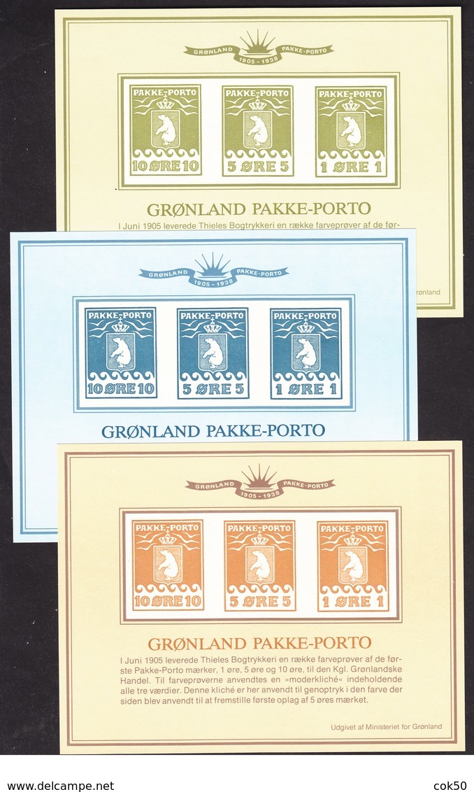 GREENLAND - Official Parcelpost Reprints (mini-sheets) - 11 Unused Items As Issued - Spoorwegzegels