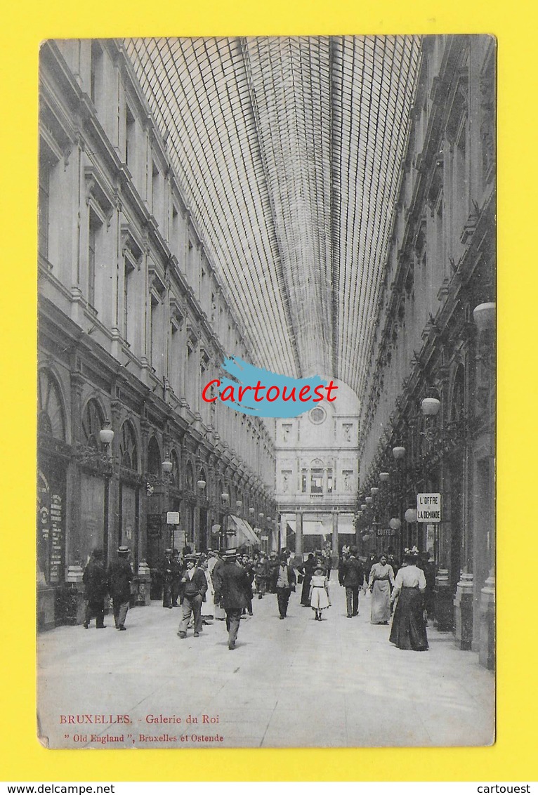 CPA BRUXELLES ֎ Galerie Du ROI  ֎ 1906 ֎ Timbrée Léopold II	 10c., Rouge Y&T N°74 ֎ - Marchés