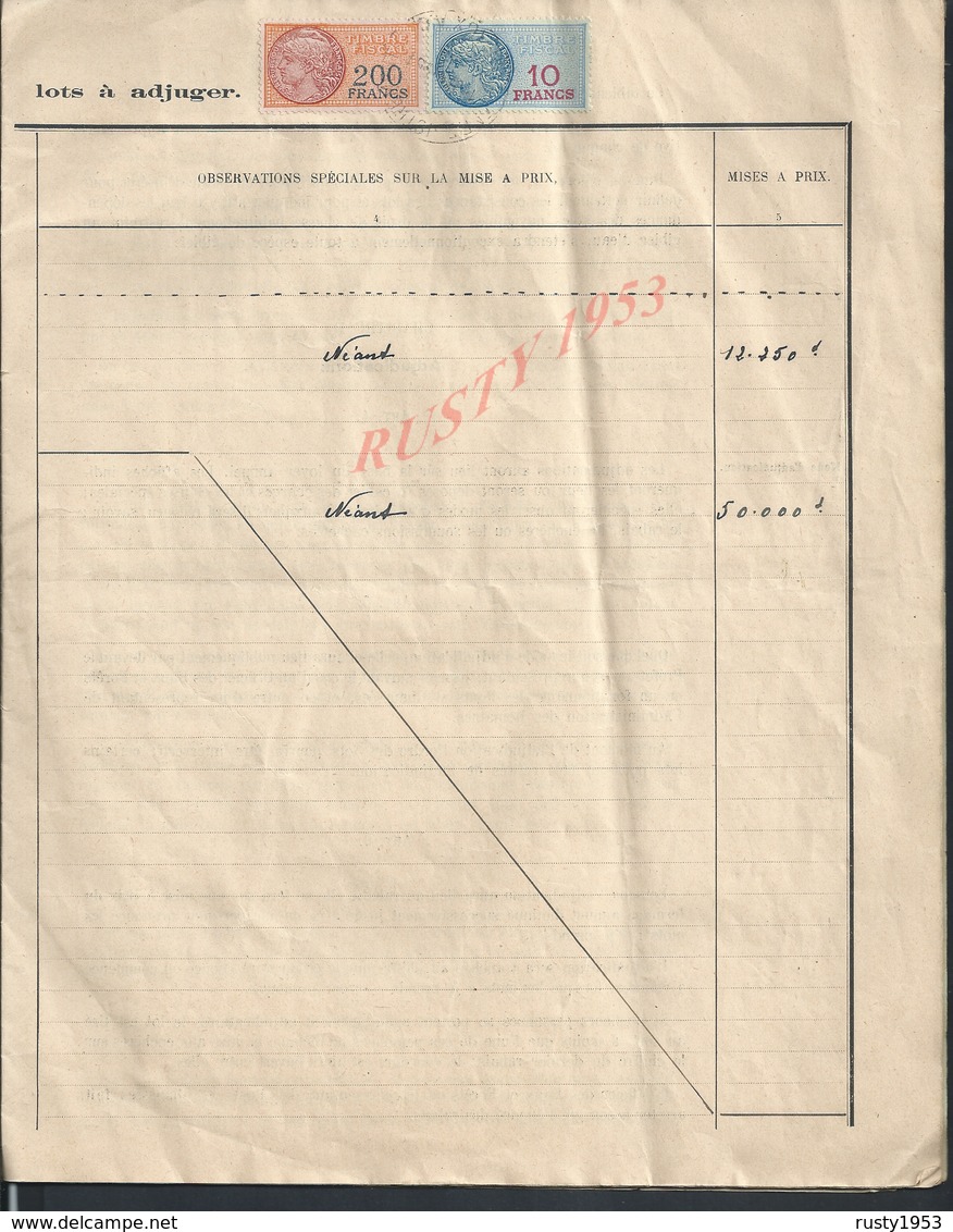 TYPE ACTE ADJUDICATION CAHIER DES CHARGES BAIL 50/54 RIVIÈRE DE MARNE  MEAUX DROIT DE CHASSE GRAND MORIN CONDÉ ESBLY : - Manuscripts