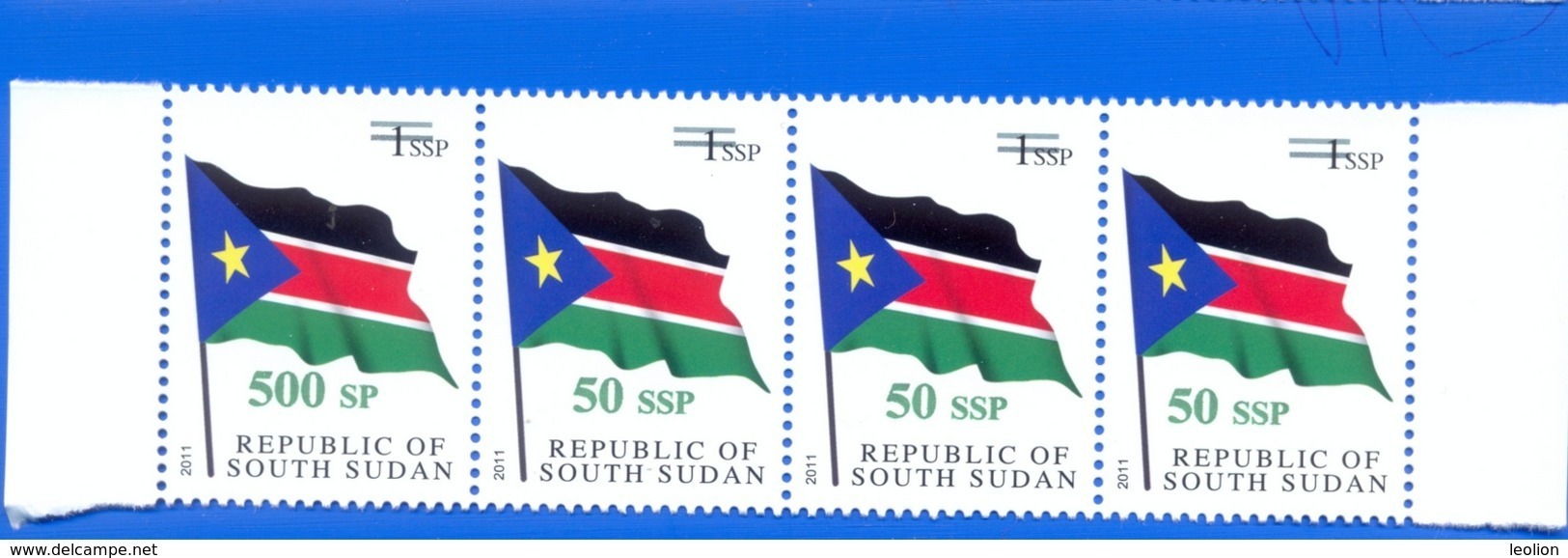 SOUTH SUDAN Surcharge Overprint ERROR On The 50 SSP OP On 1 SSP Flag Stamp:  500 SP Südsudan Soudan Du Sud - Zuid-Soedan