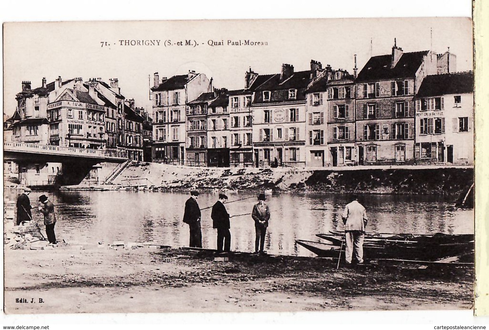 X77095 THORIGNY Seine Marne Pêcheurs Peche QUAI PAUL MOREAU CPA 1920s- Edit J.BOURGOGNE N°71 - Fontainebleau