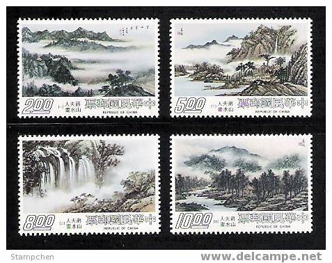 Taiwan 1977 Madame Chiang's Landscape Painting Stamps Mount Clouds Waterfall Falls River - Unused Stamps