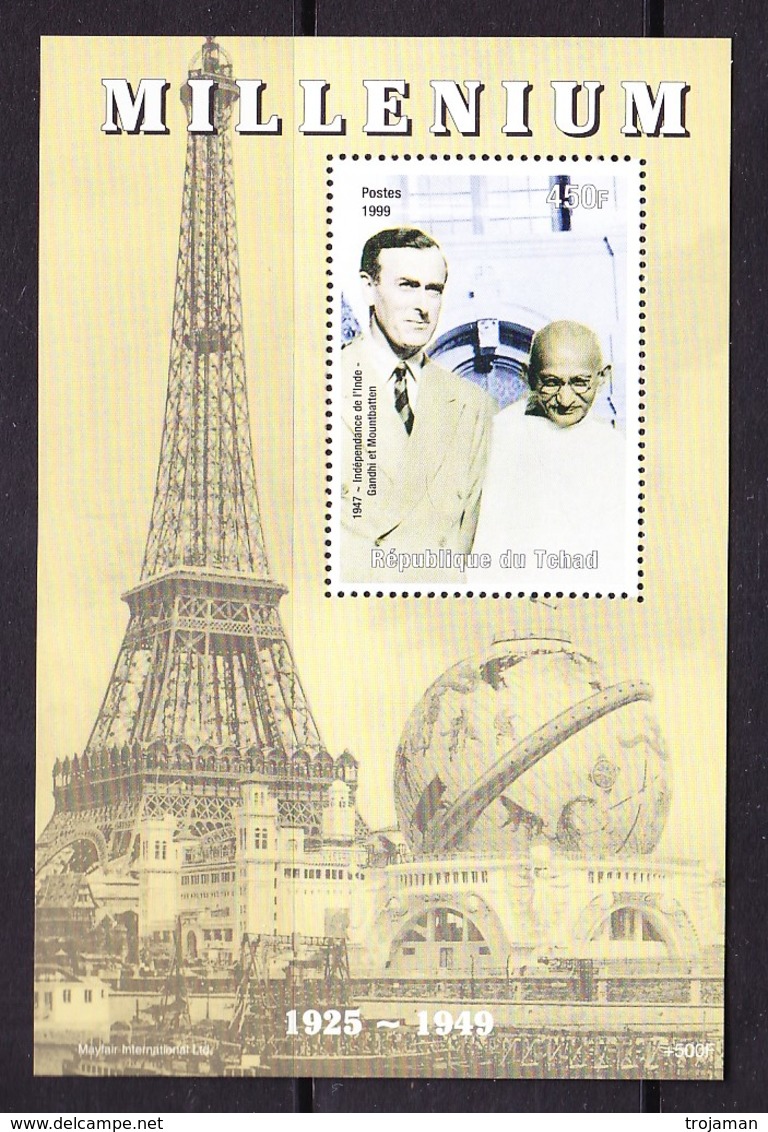 REPUBLIQUE  DU TCHAD  1947 INDEPENDANCE L'INDE GANDHI ET MOUNTBATTEN - Other & Unclassified