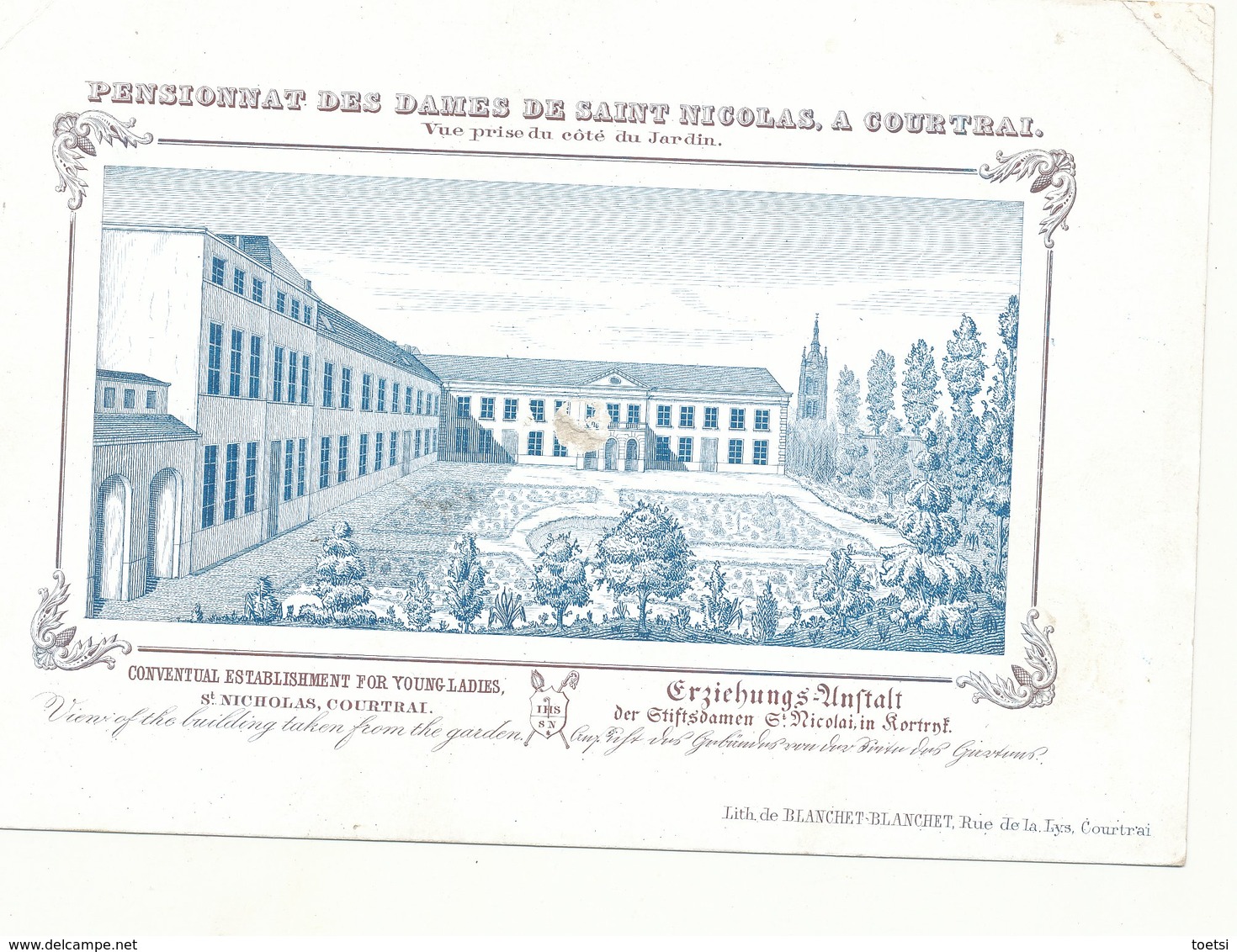 PORSELEINKAART   CARTE PORCELAINE Kortrijk  School Ecole  18 X 12 Cm - Kortrijk