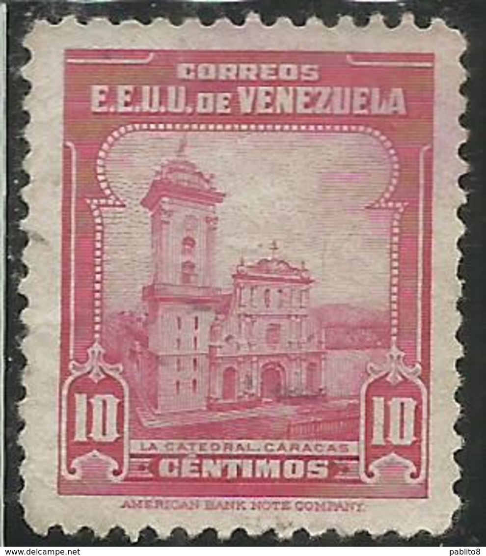 VENEZUELA 1947 CATHEDRAL CATEDRAL CATTEDRALE CARACAS CENT. 10c USED USATO OBLITERE' - Venezuela