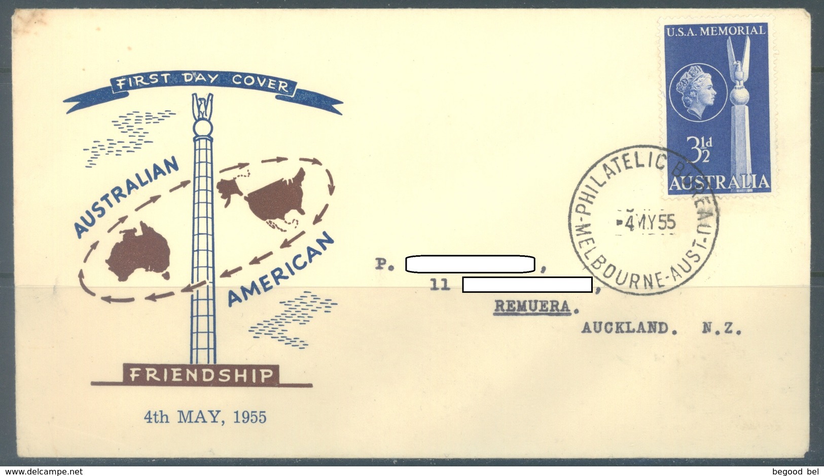 AUSTRALIA -  FDC  - 4.5.1955 - AUSTRALIA UNITED STATES FRIENDSHIP - Yv 219 - Lot 19376 - Premiers Jours (FDC)