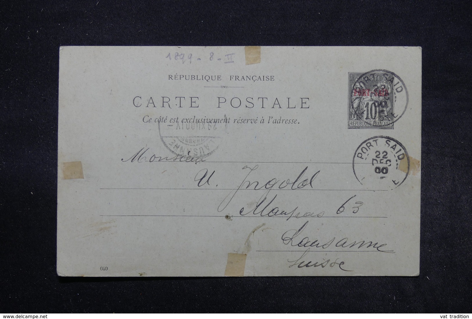 PORT SAÏD - Entier Postal Type Sage Surchargé Pour La Suisse En 1900 -  L 27696 - Cartas & Documentos