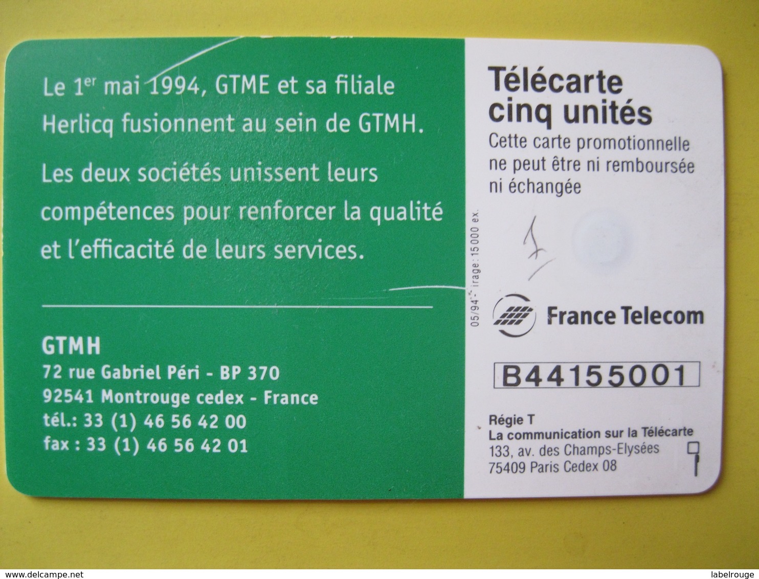 Télécarte France  5 - 5 Unités