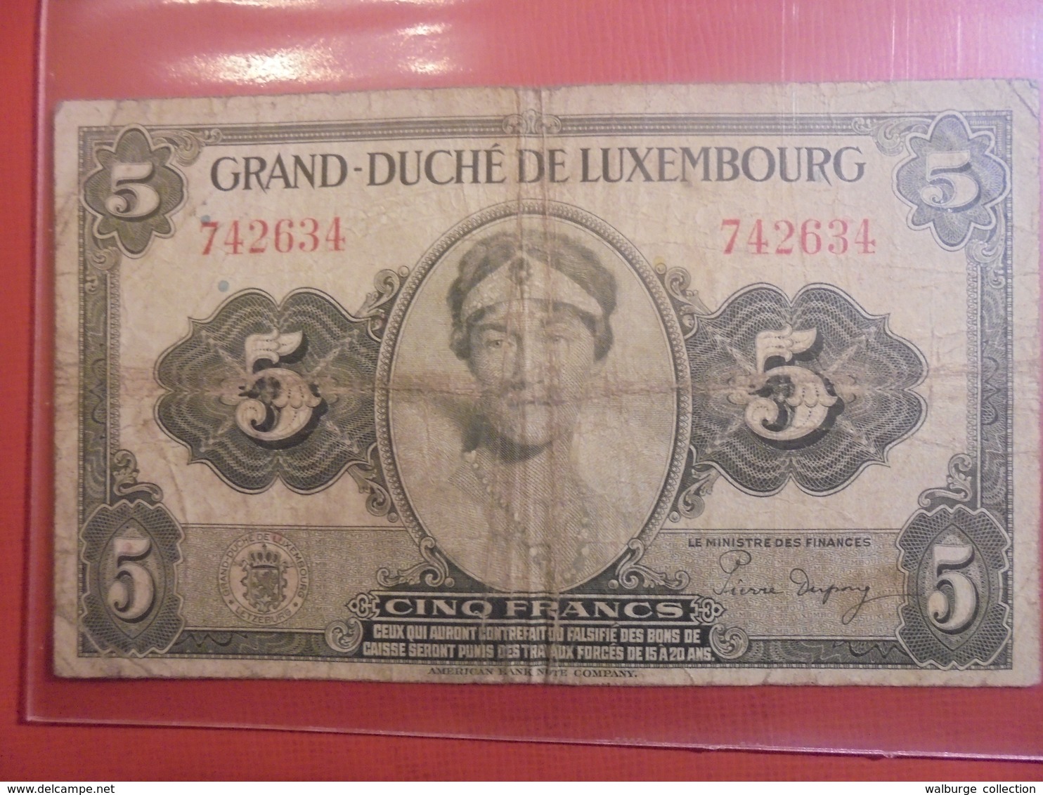 LUXEMBOURG 5 FRANCS (NON-DATE) CIRCULER - Luxembourg