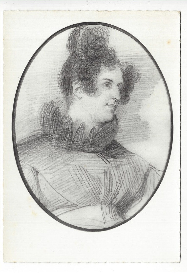 VILLEQUIER.- Musée Victor Hugo - 9.- Mme. Victor Hugo. Crayon Par Achille Devéria... - Villequier