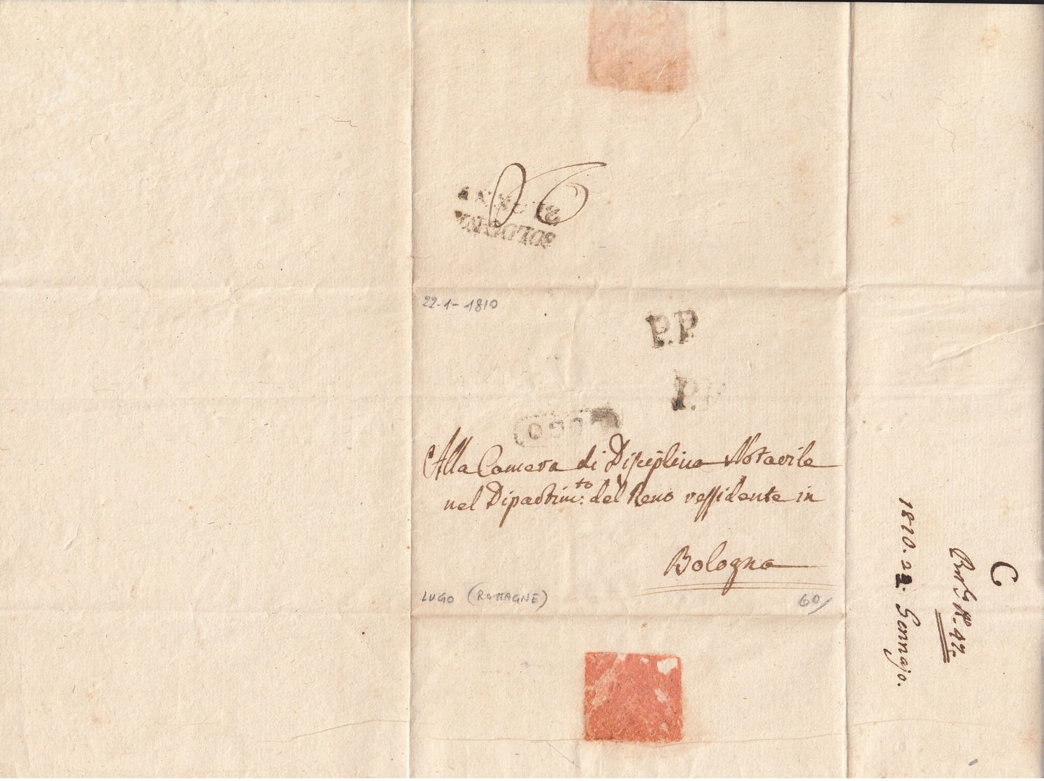 1810 Prefilateliche. Lotto Di 2 Lettere Granducato Di Toscana (annulli In Francese) E Romagne, Da Lugo A Bologna - 1. ...-1850 Prephilately