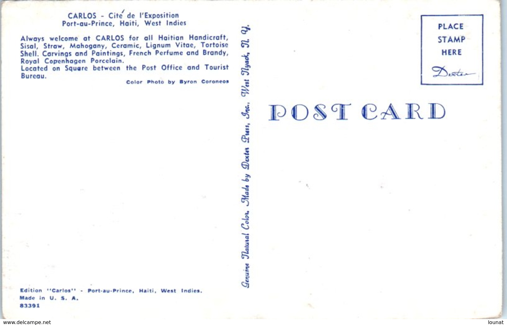 - HAITI - CARLOS - Cité De L'esposition - Port Au Prince, Haiti, West Indies - Haiti
