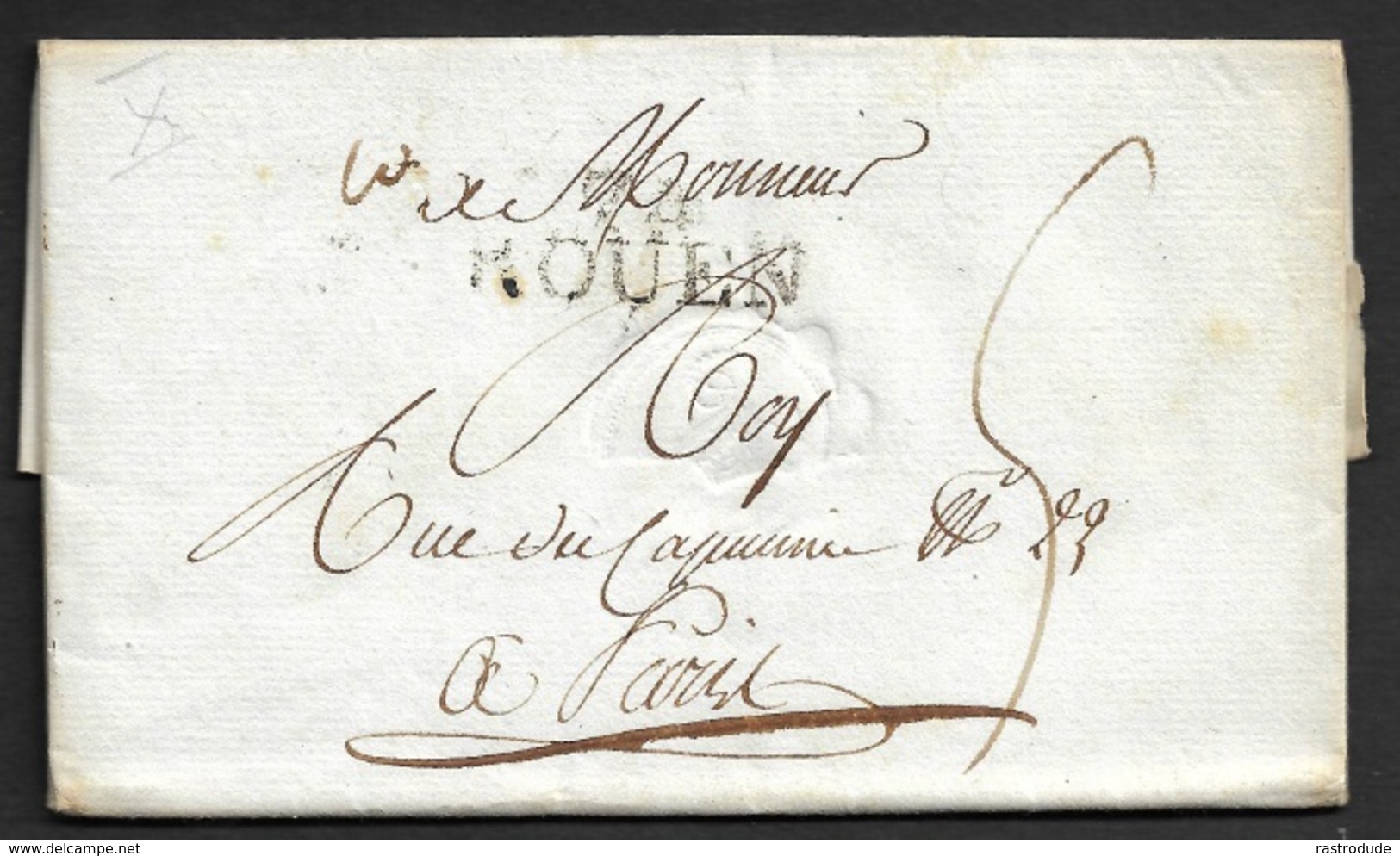 1802 (An 10) - 74 ROUEN 31mm X 13mm A PARIS. Marque En Sèc - 1801-1848: Vorläufer XIX