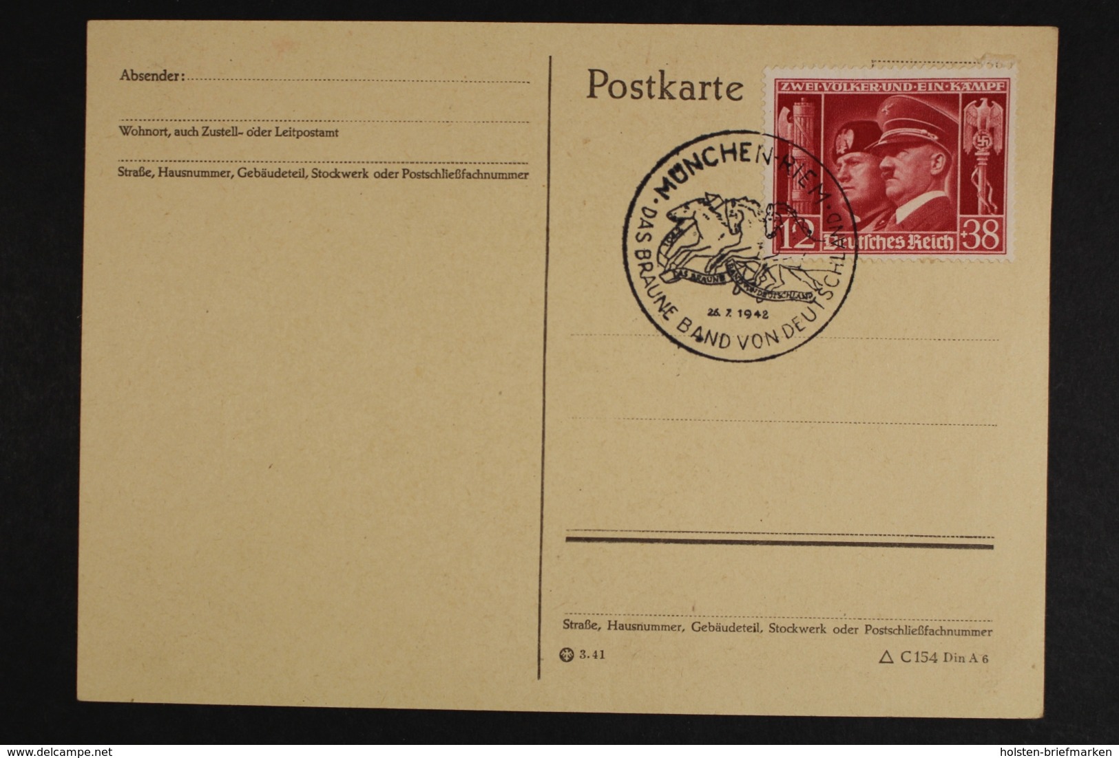 Deutsches Reich, MiNr. 763, SST Braunes Band, Postkarte - Other & Unclassified