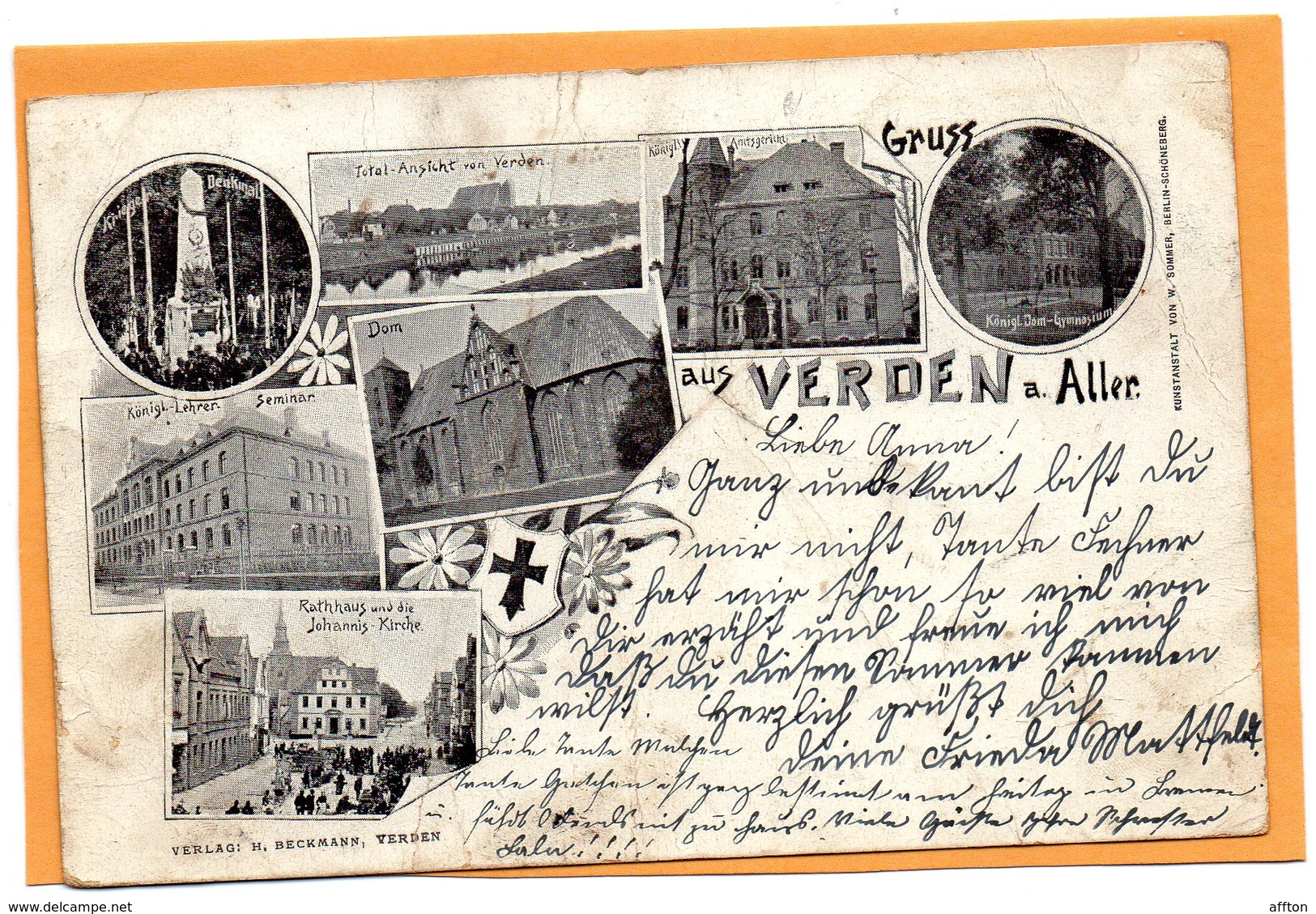 Gruss Aus Verden A Aller Germany 1898 Postcard Mailed - Verden