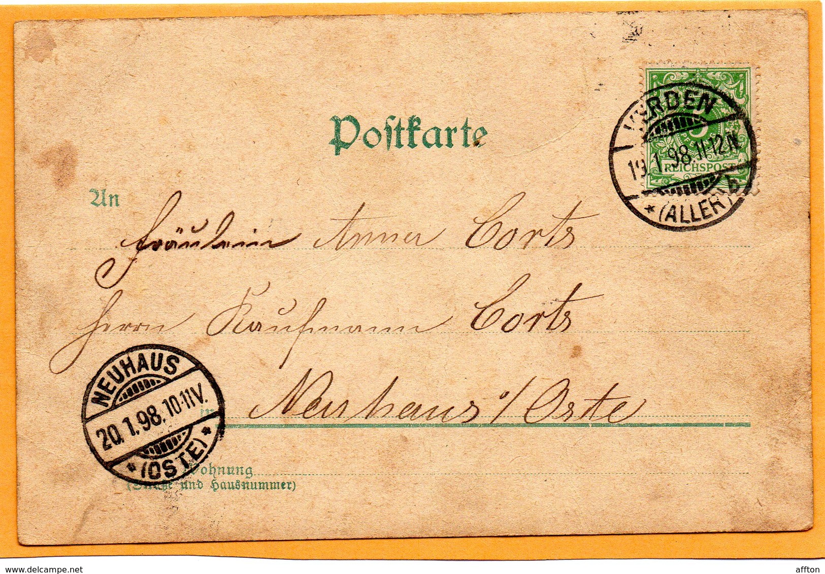 Gruss Aus Verden A Aller Germany 1898 Postcard Mailed - Verden