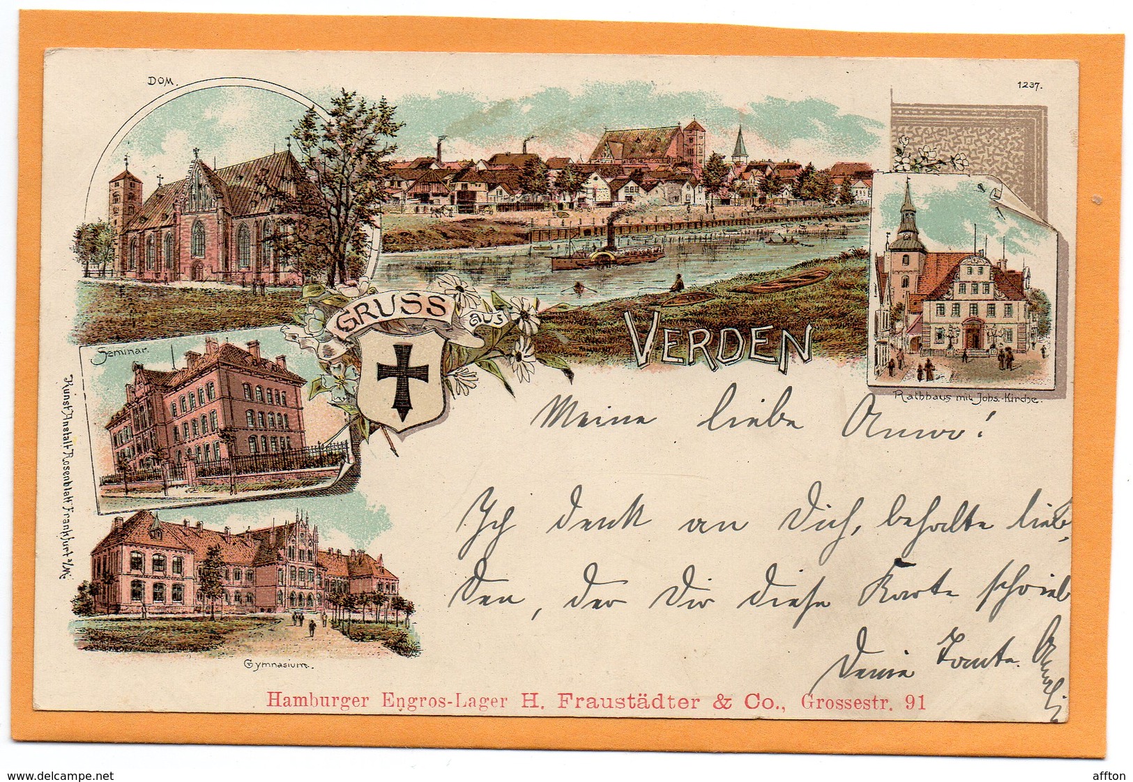 Gruss Aus Verden A Aller Germany 1898 Postcard - Verden