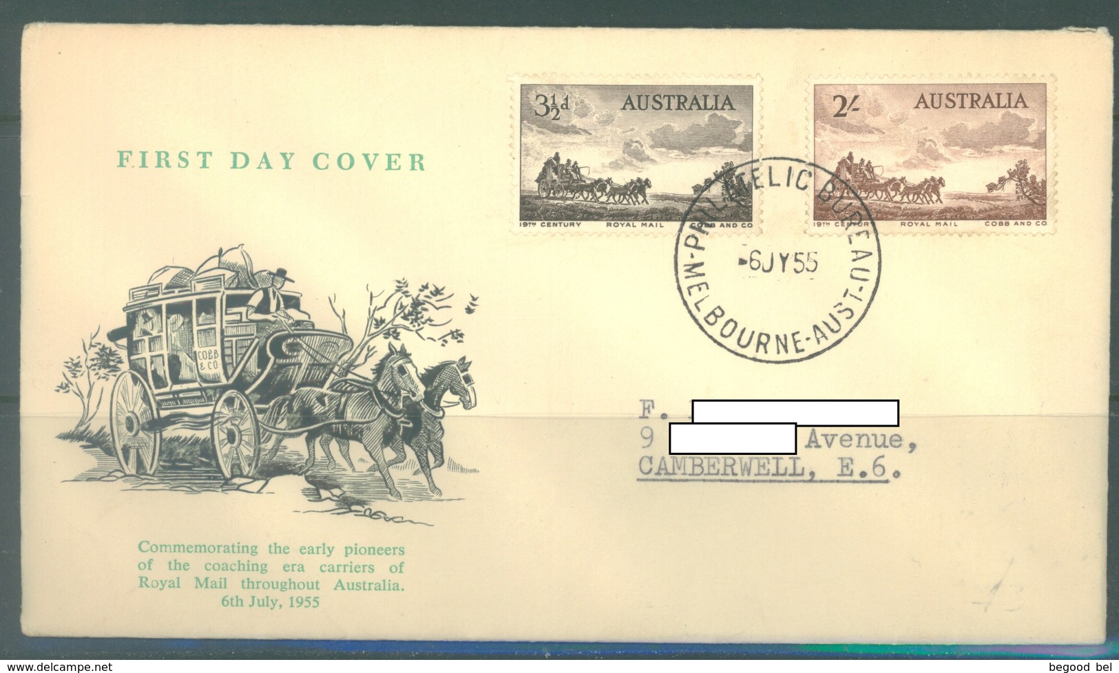 AUSTRALIA -  FDC  - 6.6.1955 - EARLY PIONEERS - Yv 220-221 - Lot 19380 - Premiers Jours (FDC)