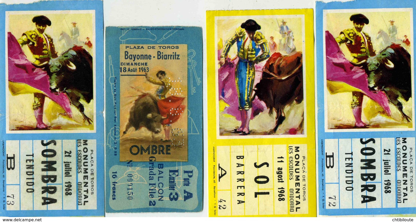 C 125 / 1  LOT DE 4  BILLETS D'ENTREE CORRIDA - Tickets D'entrée