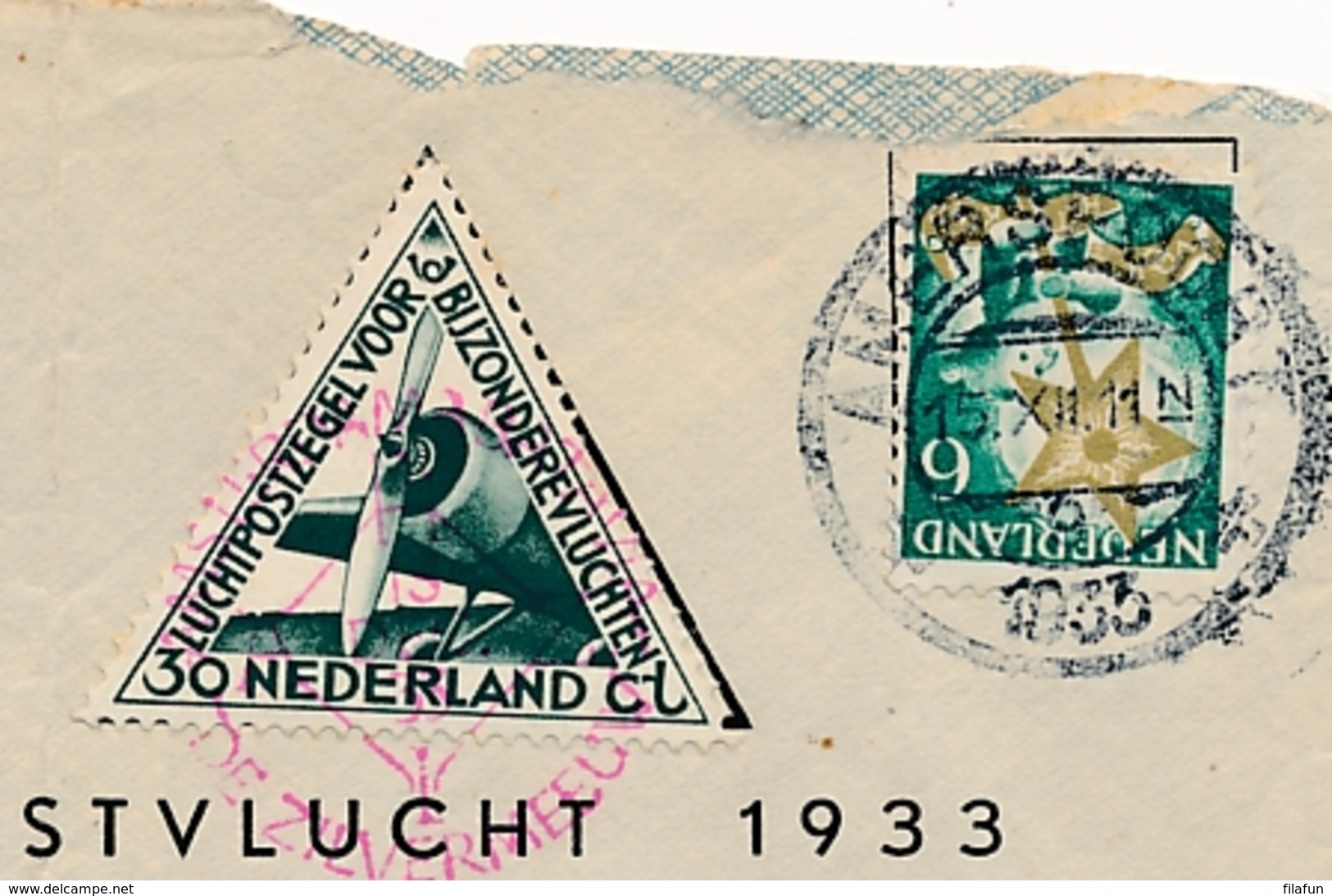 Nederland - Nederlands Indië - 1933 - 6 Cent Kind Op Zilvermeeuw Kerstvlucht Naar Palembang - Nederlands-Indië
