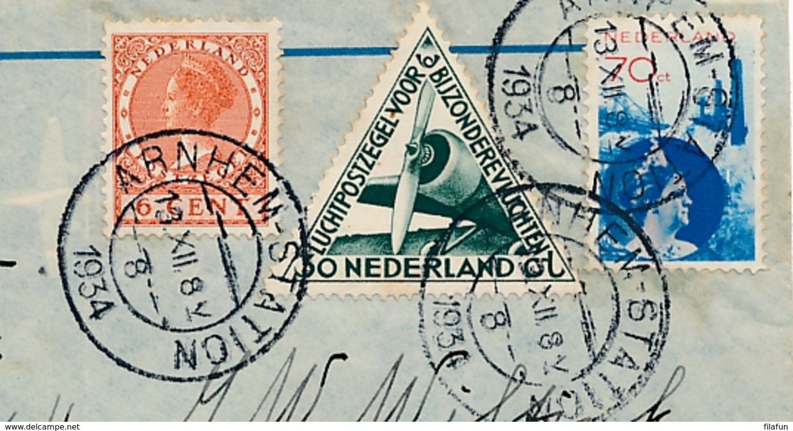 Nederland - Suriname - 1934 - 3 Zegels Op Snip-vlucht Van Arnhem Naar Paramaribo - Suriname ... - 1975