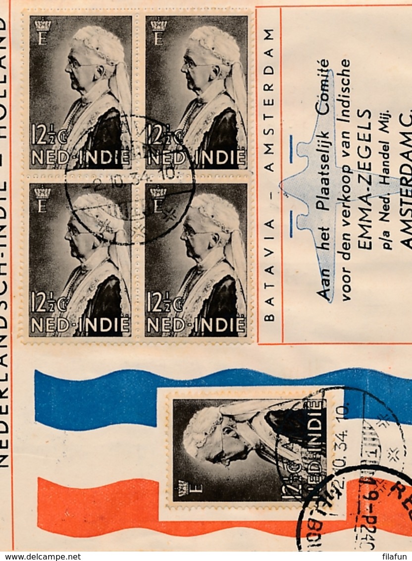 Nederland - Nederlands Indië - 1934 - Rijk Gefrankeerde SCVT Envelop - Mac Robertsonrace Batavia, Amsterdam, Melbourne - Nederlands-Indië