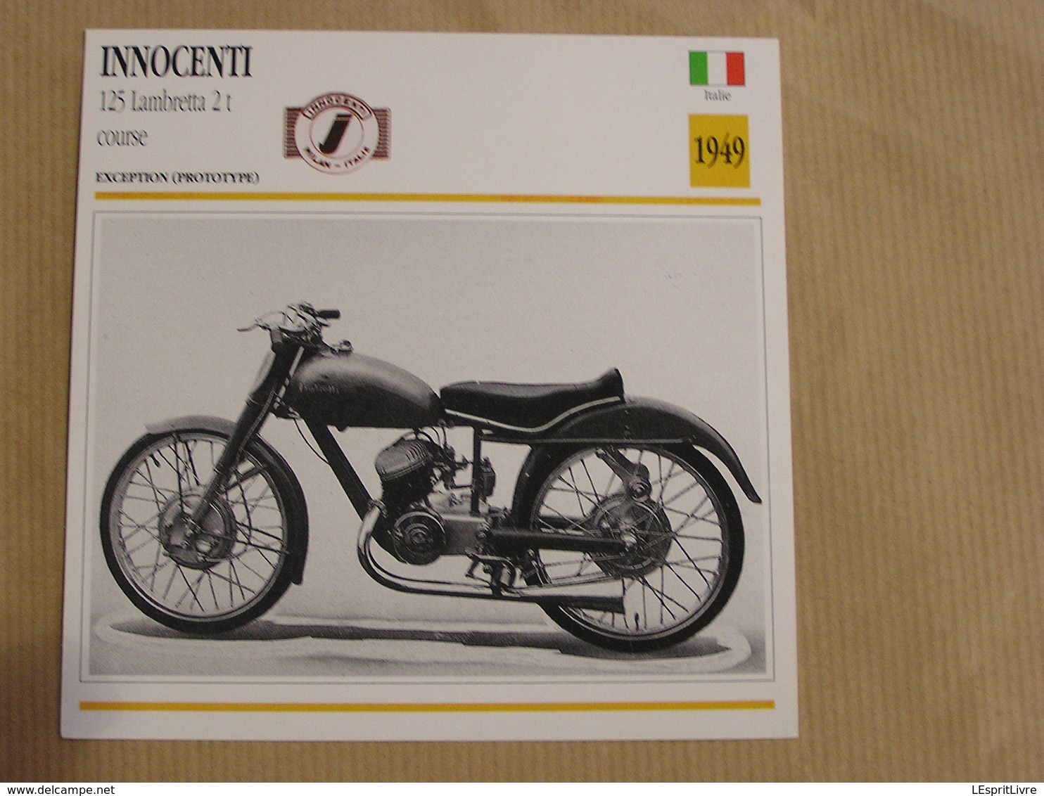 INNOCENTI 125 Lambretta 2 T Course Italie 1949 Moto Fiche Descriptive Motocyclette Motos Motorcycle Motocyclette - Sonstige & Ohne Zuordnung