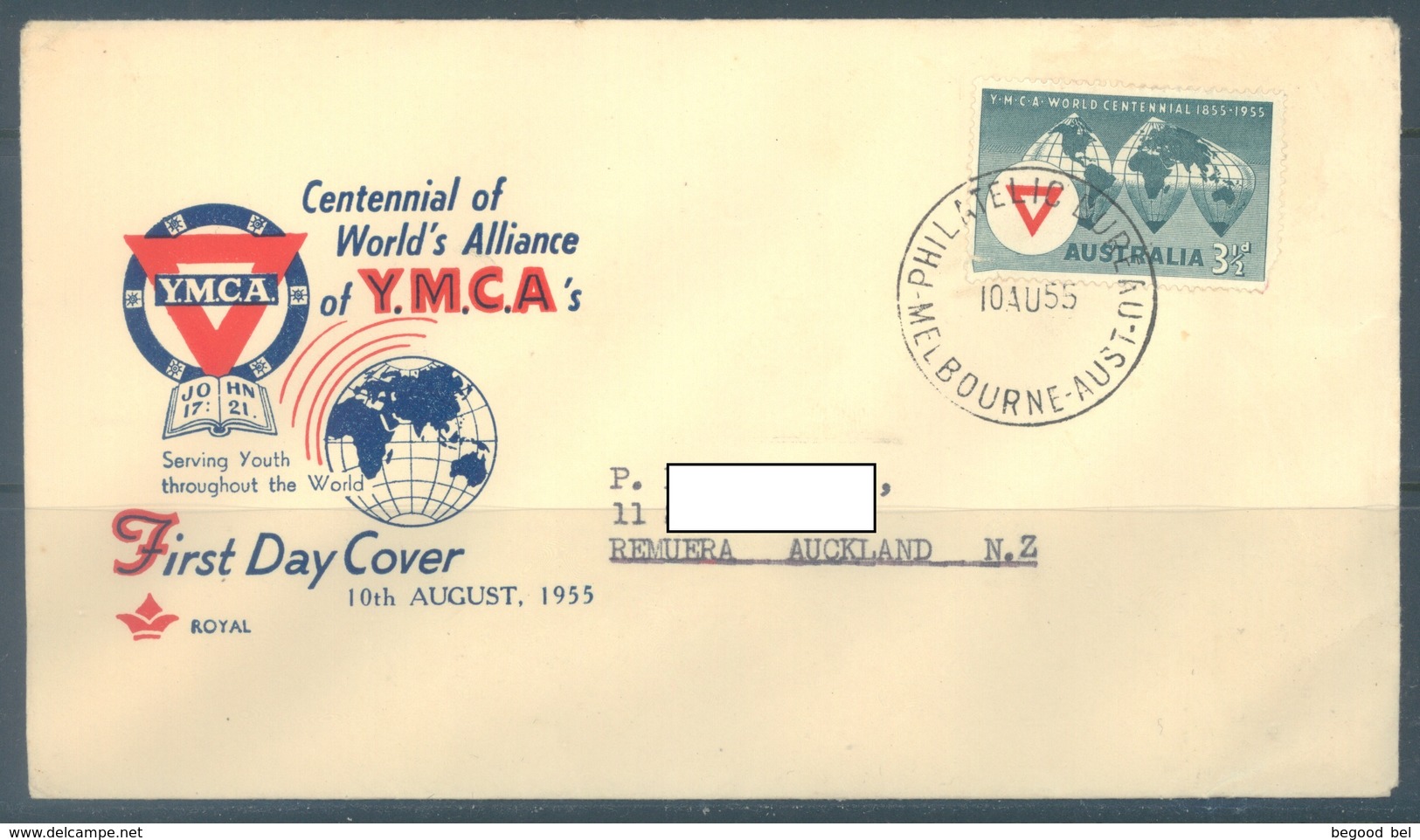 AUSTRALIA -  FDC  - 10.8.1955 - YMCA - Yv 222 - Lot 19381 - Omslagen Van Eerste Dagen (FDC)