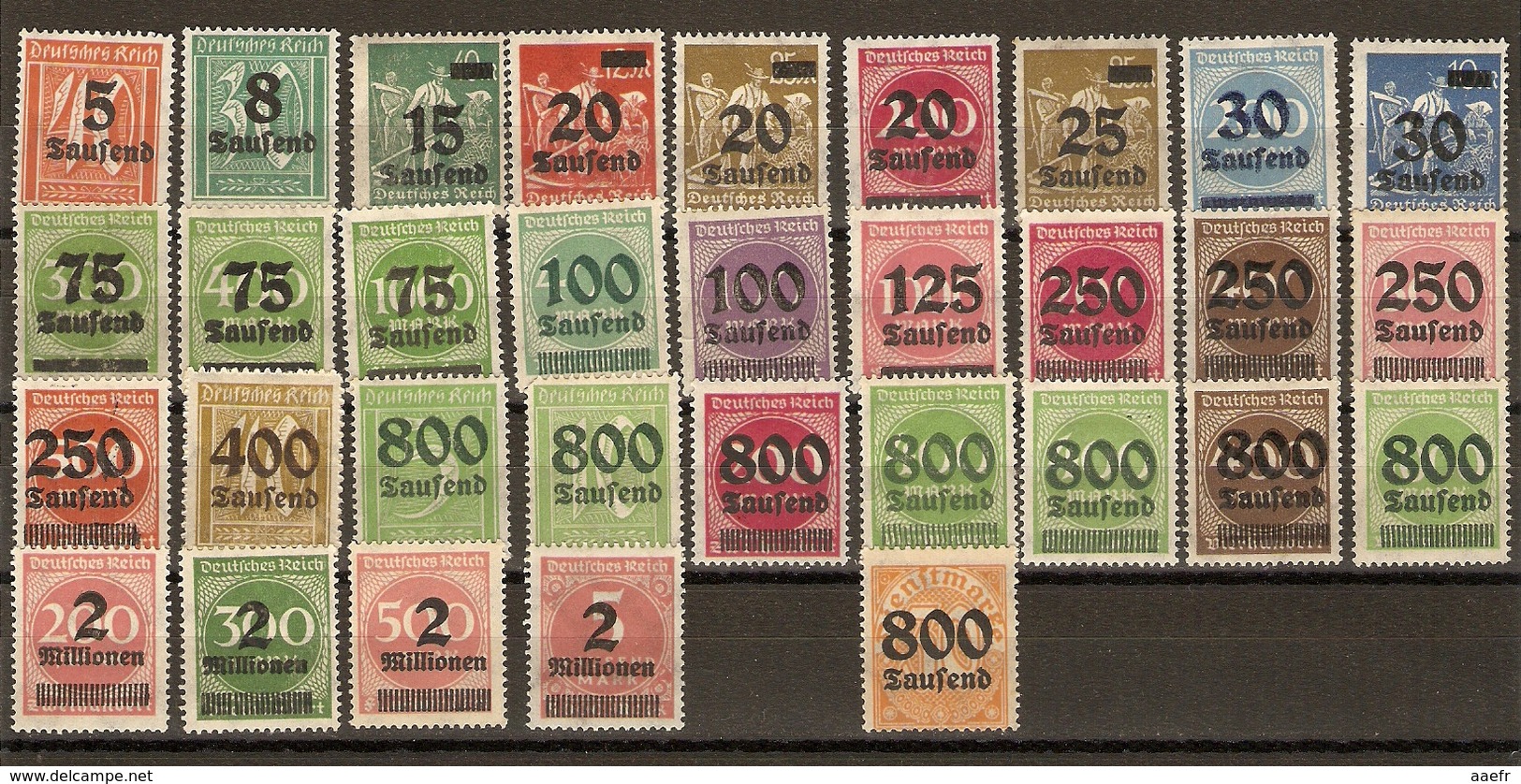 Allemagne Rép. Weimar 1923 - Inflation - Petit Lot De 27 - 14 MNH  - 11 MH - 1NSG (268) - Lots & Kiloware (max. 999 Stück)