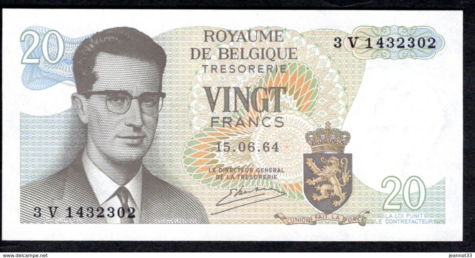 Billet De Banque De VINGT FRANCS - BELGIQUE - En Parfait état Non Plié - 20 Francs