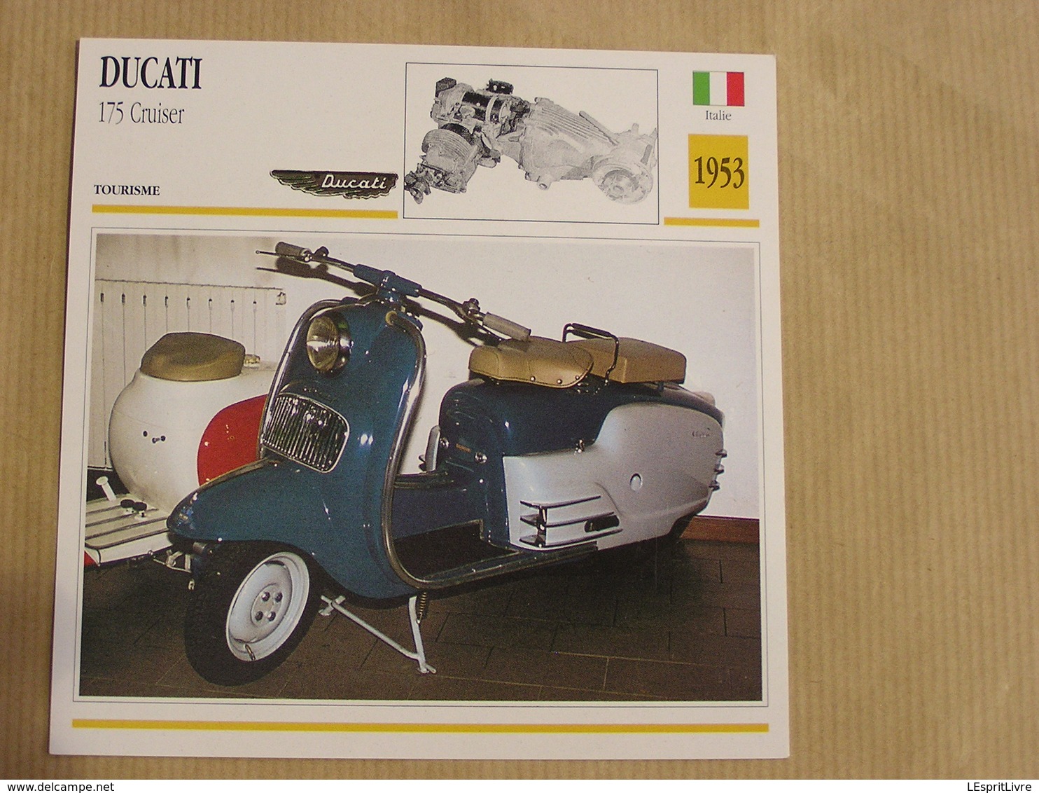 DUCATI 175 Cruiser Scooter Italie Italia 1953  Moto Fiche Descriptive Motocyclette Motos Motorcycle Motocyclette - Sonstige & Ohne Zuordnung