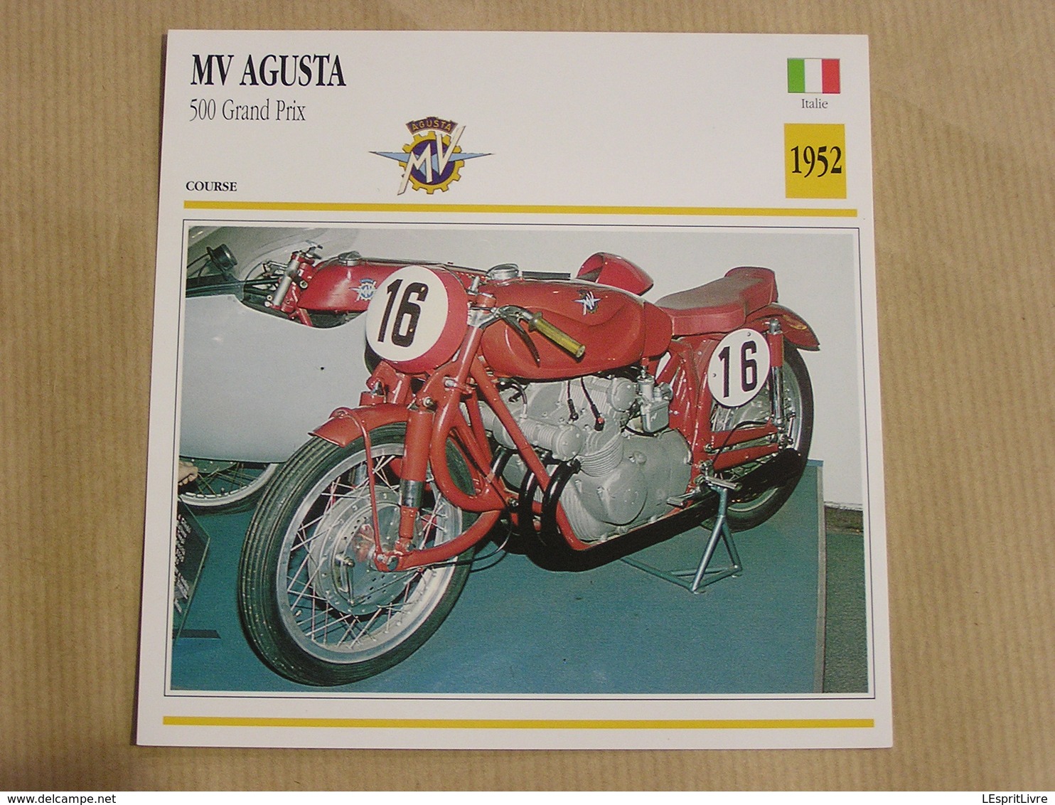 MV AGUSTA 500 Grand Prix Italie Italia 1952  Moto Fiche Descriptive Motocyclette Motos Motorcycle Motocyclette - Sonstige & Ohne Zuordnung