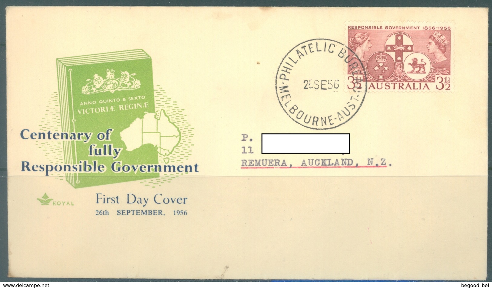 AUSTRALIA -  FDC  - 26.9.1956 - CENTENARY OF FULLY RESPONSIBLE GOVERNMENT - Yv 230  - Lot 19384 - Premiers Jours (FDC)
