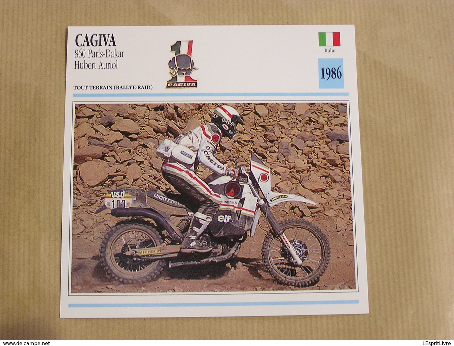 CAGIVA 860 Paris Dakar H Auriol  Italie Italia 1986  Moto Fiche Descriptive Motocyclette Motos Motorcycle Motocyclette - Sonstige & Ohne Zuordnung