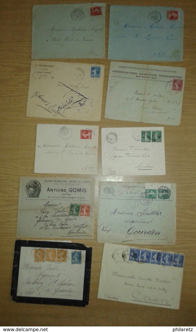 Lot De Lettres Et Cartes Affranchies Type SEMEUSE Camée Uniquement - 1877-1920: Semi Modern Period