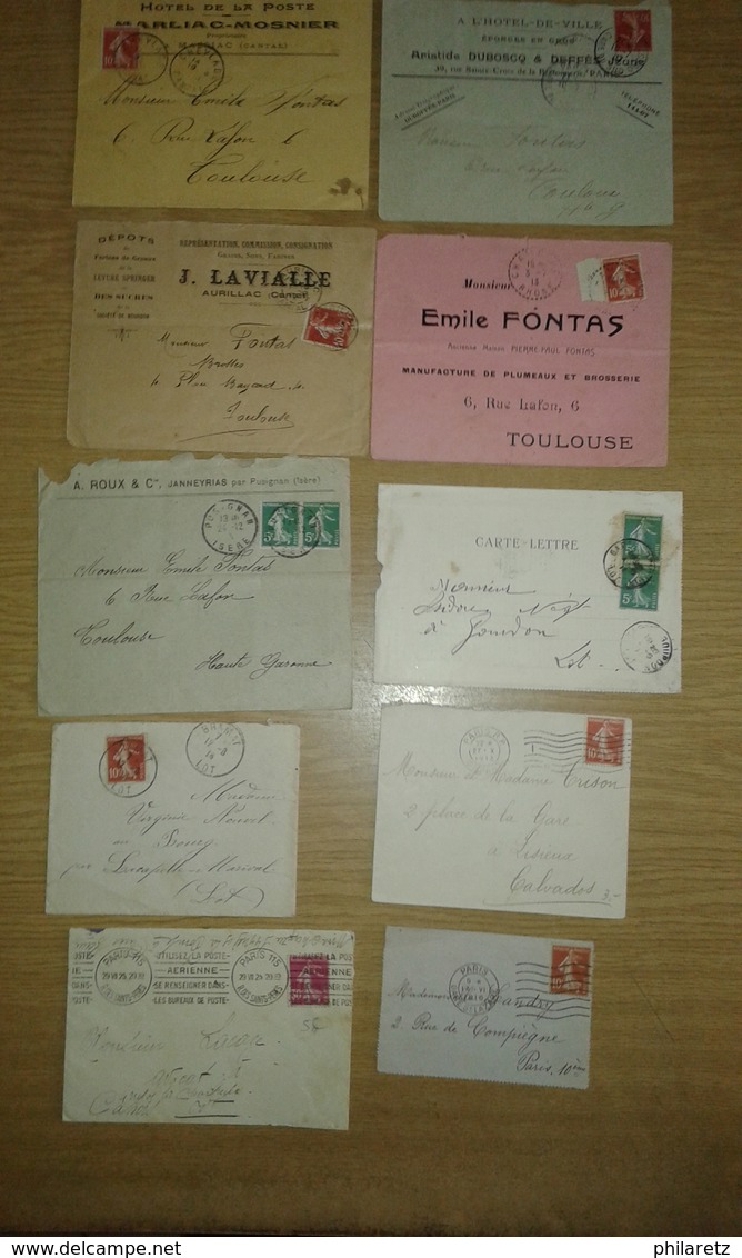 Lot De Lettres Et Cartes Affranchies Type SEMEUSE Camée Uniquement - 1877-1920: Semi Modern Period