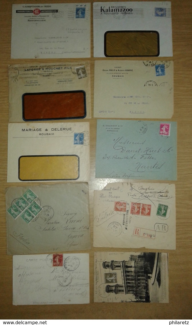 Lot de lettres et cartes affranchies type SEMEUSE Camée uniquement