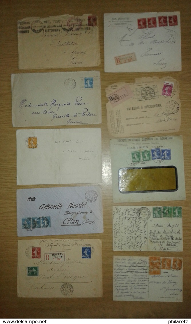 Lot de lettres et cartes affranchies type SEMEUSE Camée uniquement