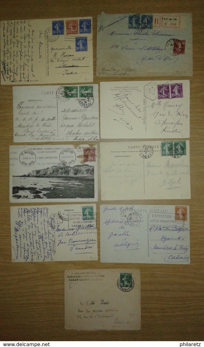 Lot de lettres et cartes affranchies type SEMEUSE Camée uniquement