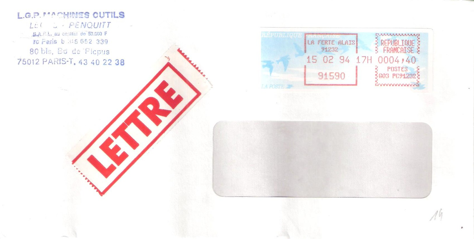 Essonne :- LA FERTE ALAIS étiquette De Guichet - Briefe U. Dokumente