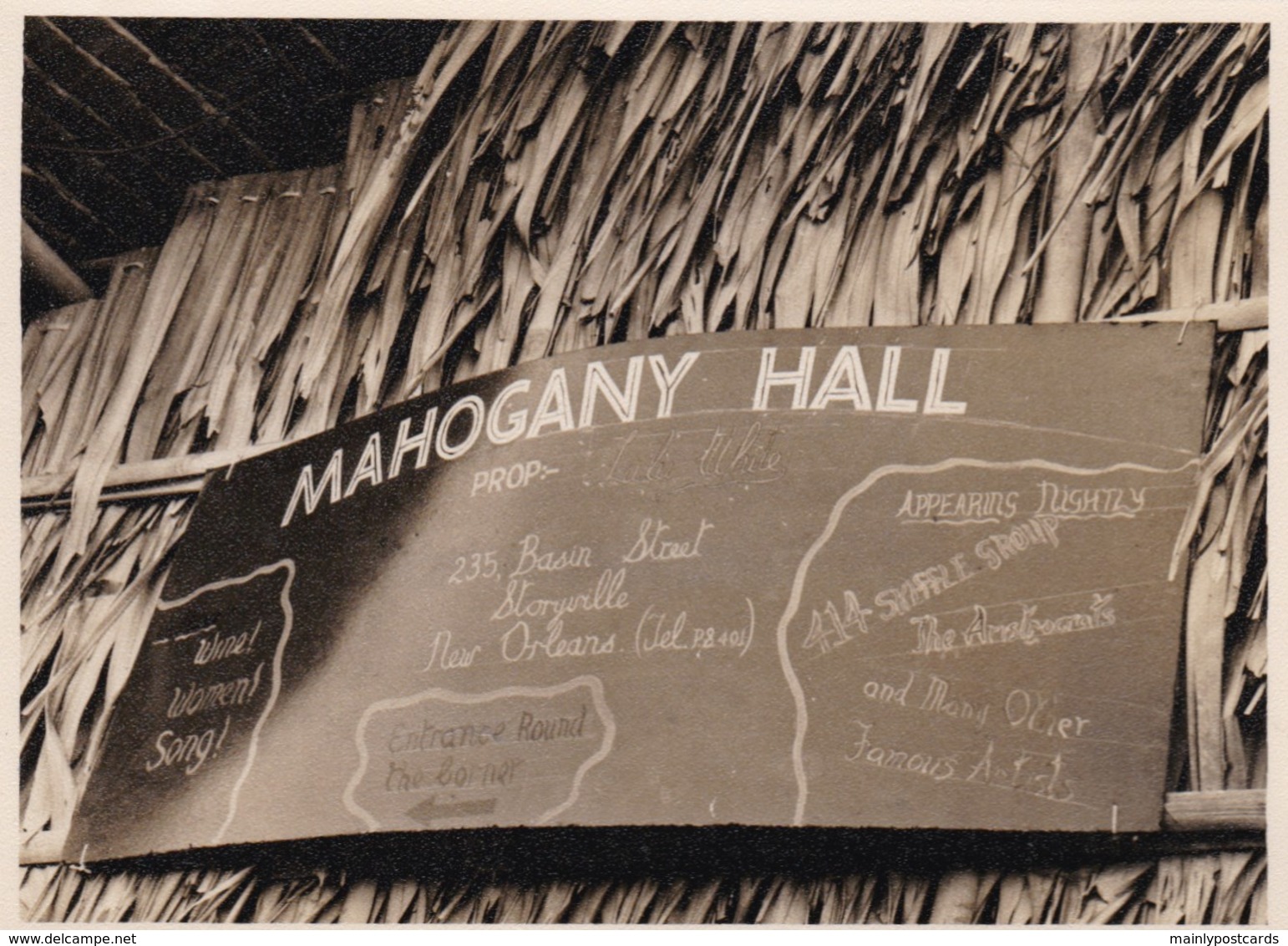 AL52 Photograph - Sign Of Mahogany Hall, 235 Basin Street, Storyville, New Orleans - Places