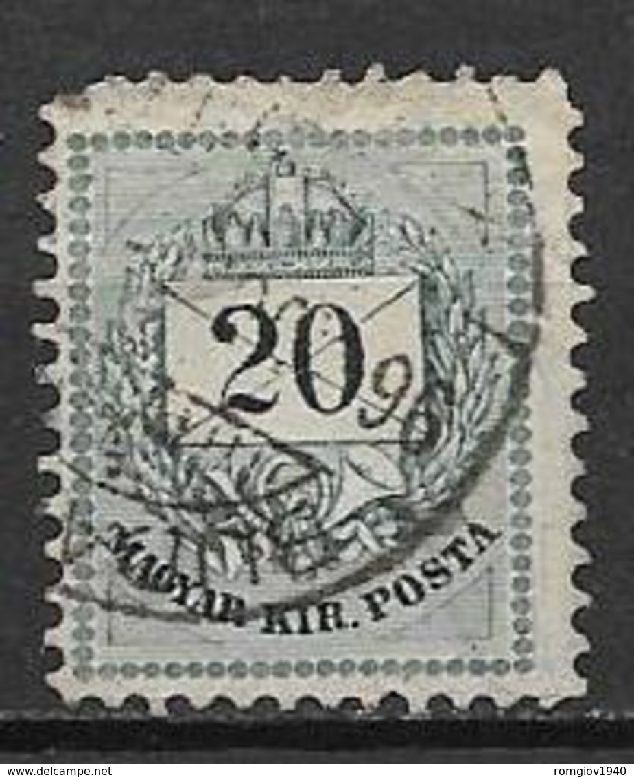 UNGHERIA 1874-76 FRANCOBOLLO MAGYAR KIRPOSTA YVERT. 17 B DENT.13X11 E MEZZO USATO VF - Usati